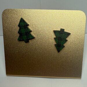 NEW Gingham Green and Black Studs Christmas Tree Earrings Holiday Gift